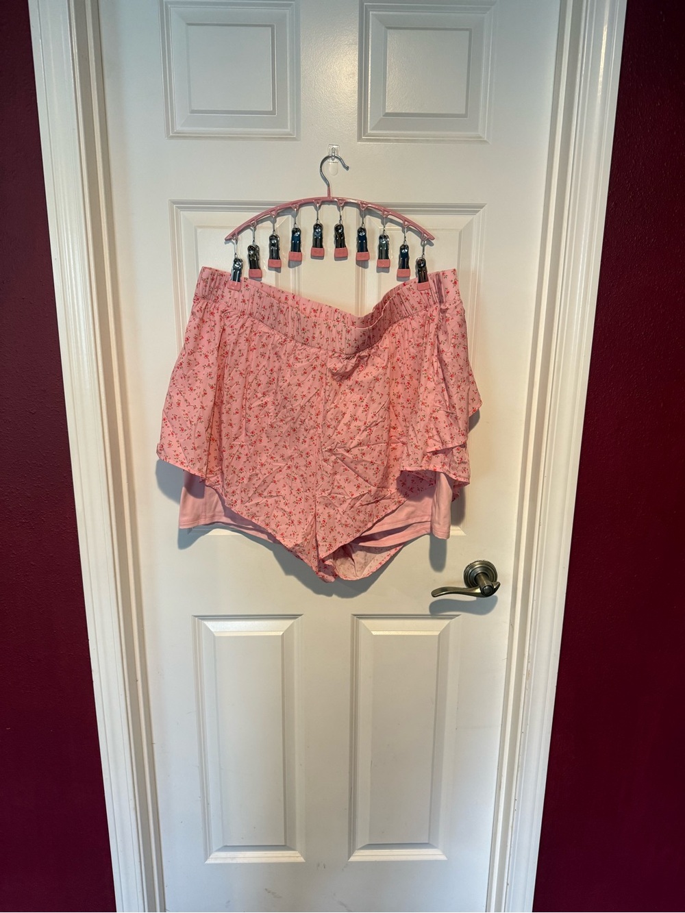 Pink Floral Layered Athletic Shorts